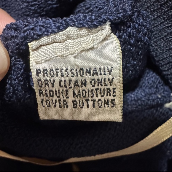 VTG  St. John by Marie Gray Black Navy Santana Knit Dress Gold Buttons Size 8 - Picture 8 of 8